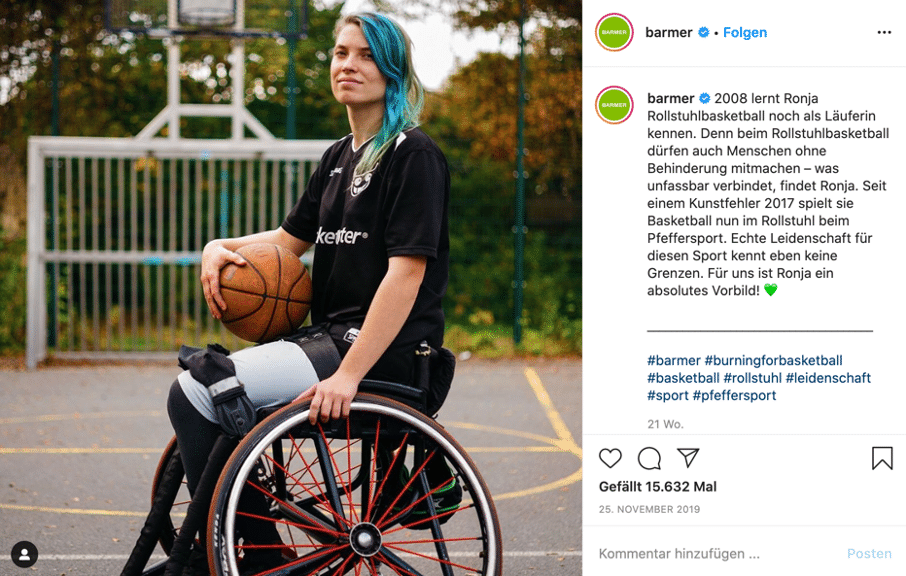 Posting zu Rollstuhlbasketballerin Ronja