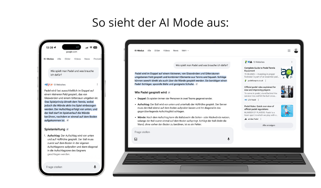 So sieht der AI Mode von Google aus